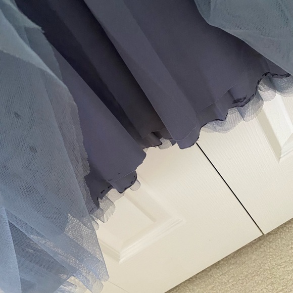 Windsor Blue Mesh Corset Prom Dress - Picture 7 of 12